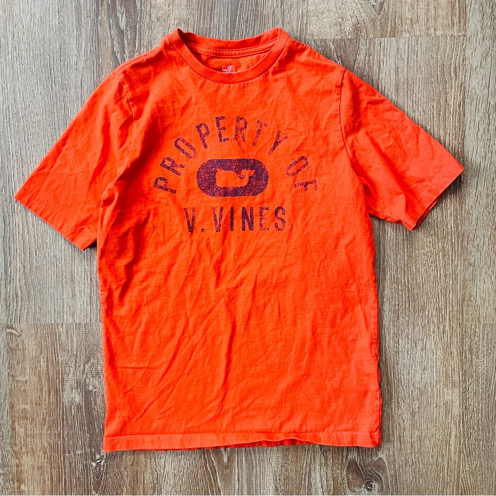 Vineyard Vines Kids Bright Orange Tee Medium 12-14 Cotton